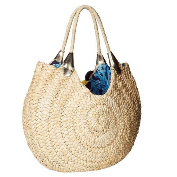 Lilly Pulitzer Positano Straw Tote In Too Deep - RARE! - Picture 7 of 12